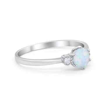 Three Stone Art Deco Ring Created White Opal 925 Sterling Silver Wholesale